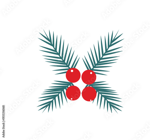 Christmas holly berries and leaves for holiday decoration