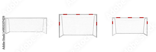 Bild auf Leinwand Set Of Professional Soccer Goal Posts Isolated On White Background, Standard Foo