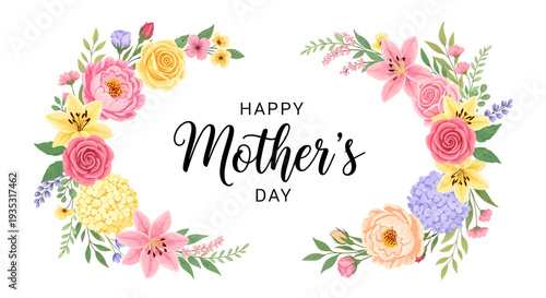 Mother's Day floral wreath vector
