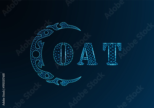 Low poly letter logo OAT design. OAT letter logo low poly vector design on blue color gradient background. OAT logo low poly design