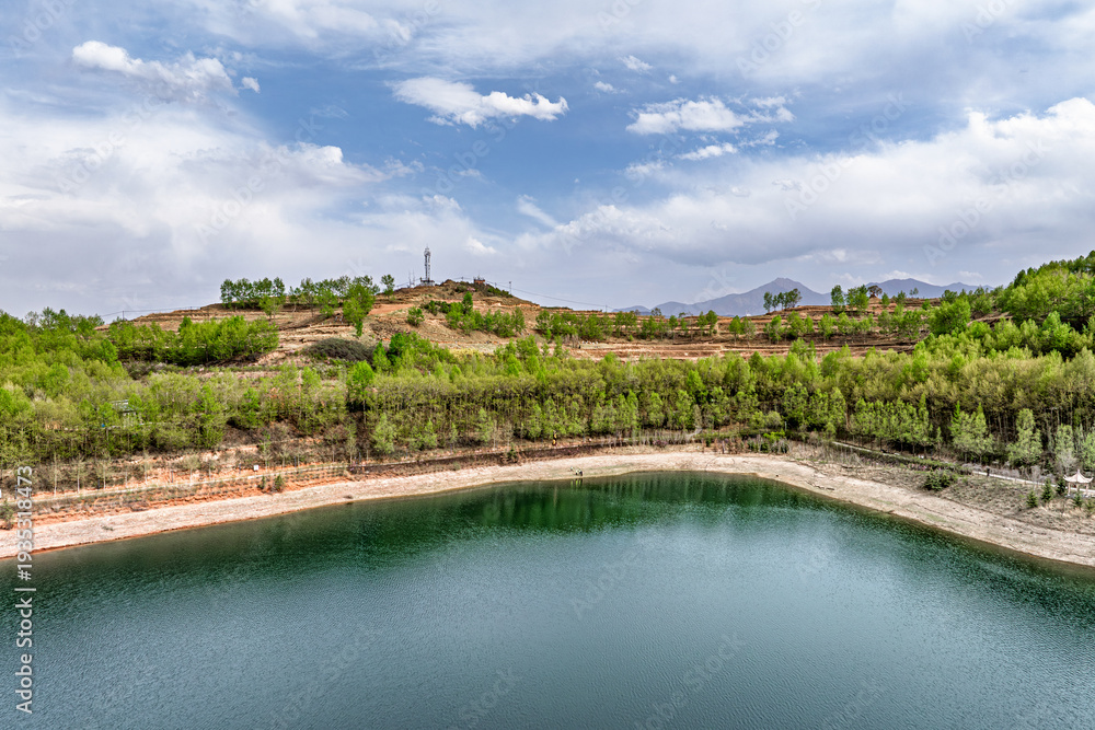 Fototapeta premium Scenery of Lianhu Lake Scenic Area, Xining City, Qinghai Province, China
