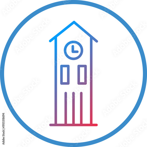Clock Tower Line Icon Style