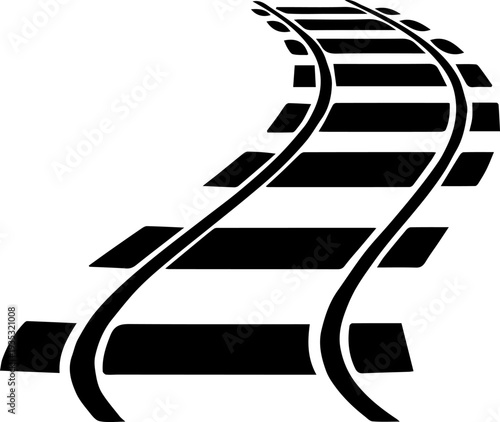 Curving Railway Track Vector Icon Silhouette