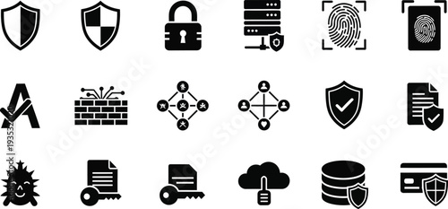 Collection of security and technology icons