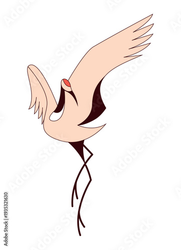Crane bird clip art in minimal poster style, japanese culture symbol for japan travel design. Oriental festival illustration for banner, web banner, greeting card, invitation, promo.
