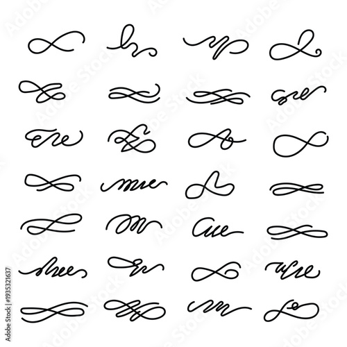 A collection of 20 different lowercase letter s cursive calligraphy styles