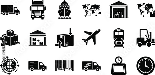 Logistics and transportation icons
