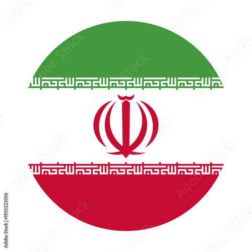 Round icon flag of Iran. On a transparent background. Vector graphics