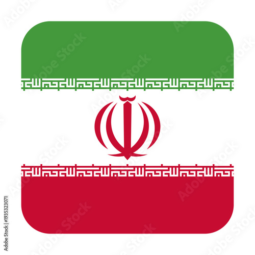 Square Icon flag of Iran. On a transparent background. Vector graphics