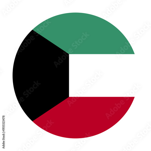 Round icon flag of Kuwait. On a transparent background. Vector graphics