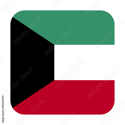 Square Icon flag of Kuwait. On a transparent background. Vector graphics