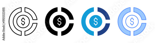 Budget icon set multiple style collection