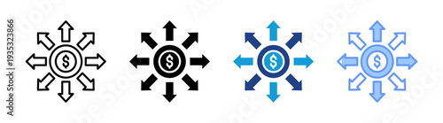 Distribution icon set multiple style collection