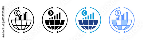 Global Economy icon set multiple style collection