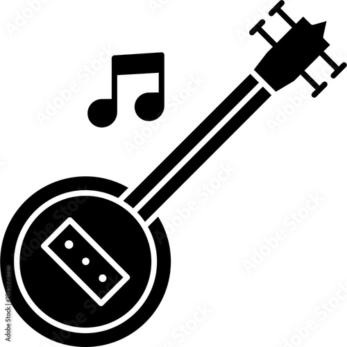 Banjo Icon – Glyph String Instrument Symbol