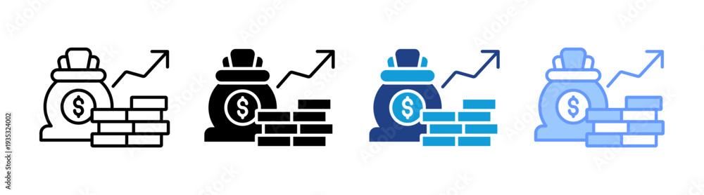 Obraz premium Money Bag icon set multiple style collection