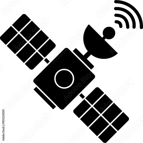 Space Station Icon – Glyph Orbital Satellite Symbol
