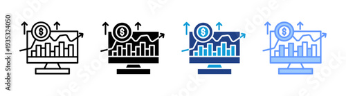 Trading icon set multiple style collection