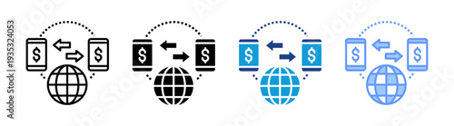 Transaction icon set multiple style collection