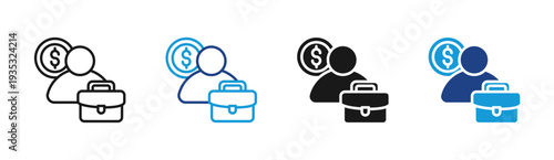 Team Salary icon set multiple style collection