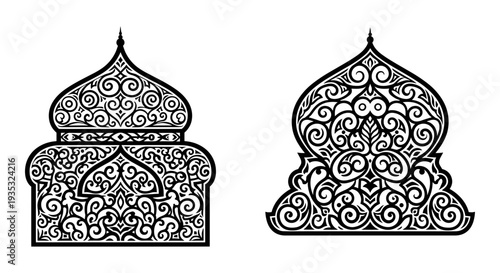 Intricate geometric patterns on traditional islamic architectural domes Vector, illustration