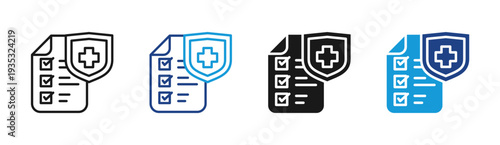 Health Policy icon set multiple style collection