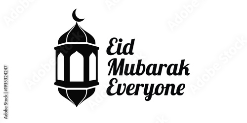 vector illustration of Eid Mubarak text with lantern