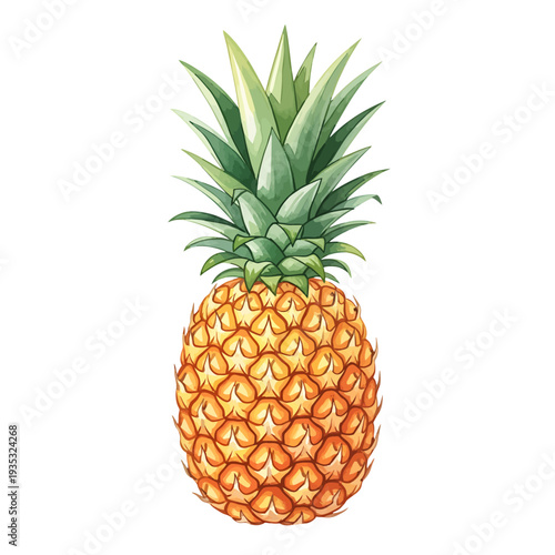 Fresh pineapple fruit with green leaves on top  healthy tropical nutrition