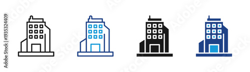Company Office icon set multiple style collection