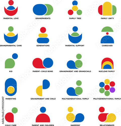 Abstract Family and Relationship Icons Set