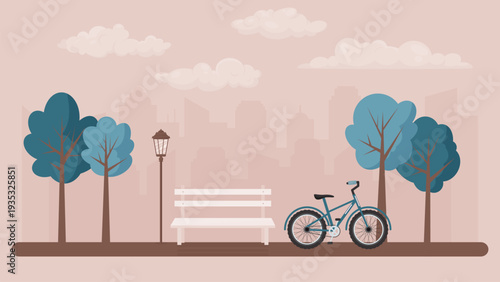 urban park and city silhouette