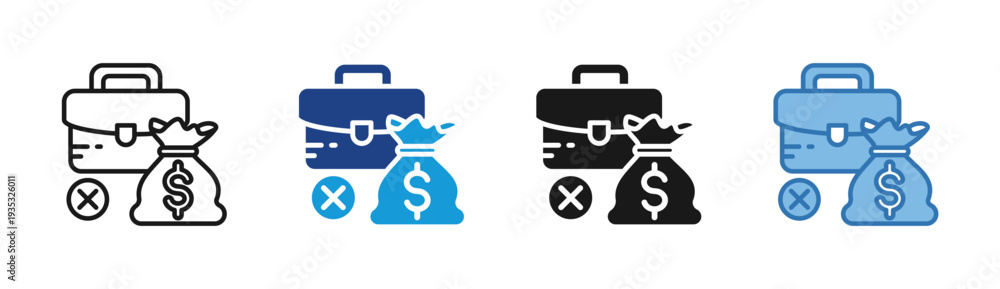 Fototapeta premium Job Loss icon set multiple style collection