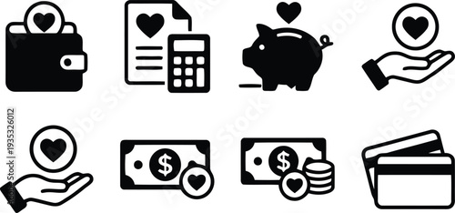 Charity and digital donation icons collection set .Vector illustration.