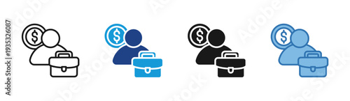 Team Salary icon set multiple style collection