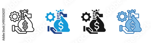 Compensation Plan icon set multiple style collection
