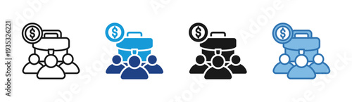 Team Payroll icon set multiple style collection