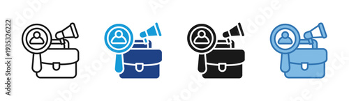 Recruitment Process icon set multiple style collection