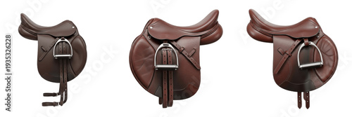 Bild auf Leinwand Professional Leather Horse Saddle Set - Realistic English Riding Saddles with St