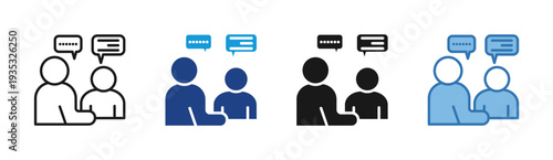 Interview Meeting icon set multiple style collection