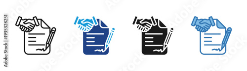 Work Agreement icon set multiple style collection