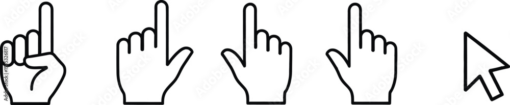 Fototapeta premium Computer mouse pointer and hand cursor icons
