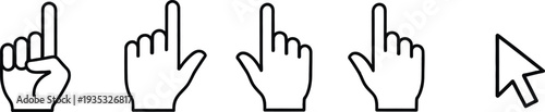 Computer mouse pointer and hand cursor icons