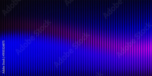 Futuristic ribbed texture with fractal glass effect and smooth fluted vertical lines of rainbow neon gradient.