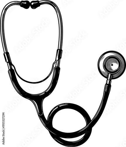 Antique Stethoscope silhouette vector illustration