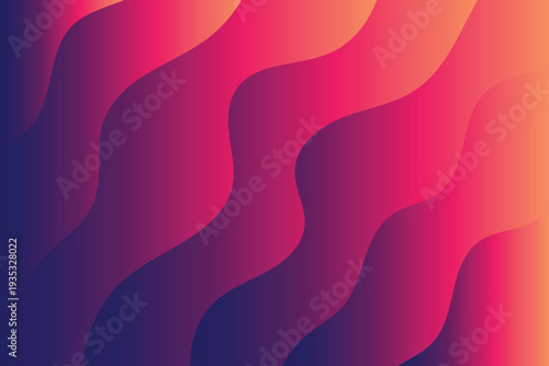 Abstract colorful waves blending from orange pink purple and blue hues