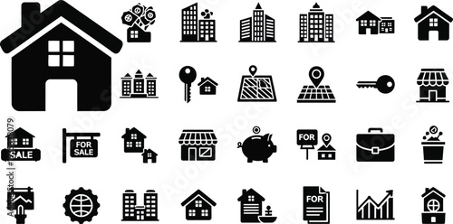 Real estate and property icons set