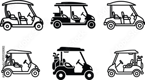 golf carts in various styles and designs are shown in a collection