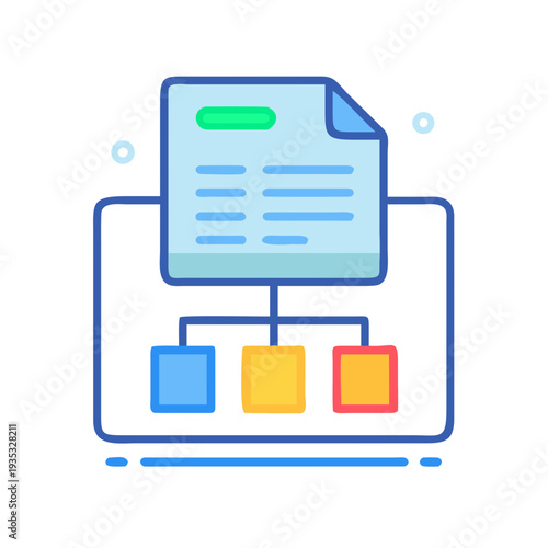 Digital document organization and efficient workflow for remote professionals emphasizing structure and accessibility, a folder icon paired with a
