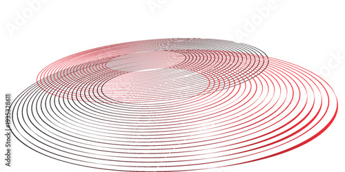 Collection of red concentric circles. Collection of radial sound wave or sonar rings. Pack of radar icon symbols, targets, dashed lines, halftones.eps 10,modern.
