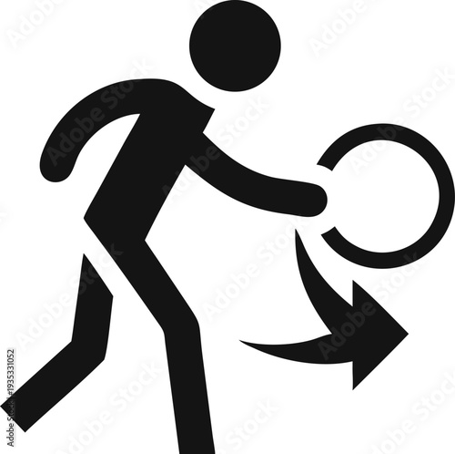 Human figure executing a digital redo action or advancing forward with a circular arrow